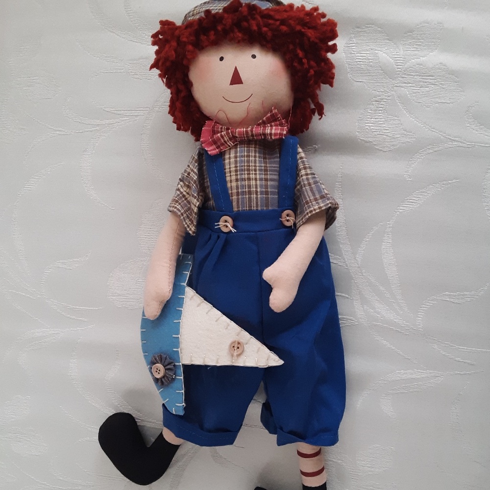 Boy Rag Doll Tots  w Sailboat 17" Blue   New